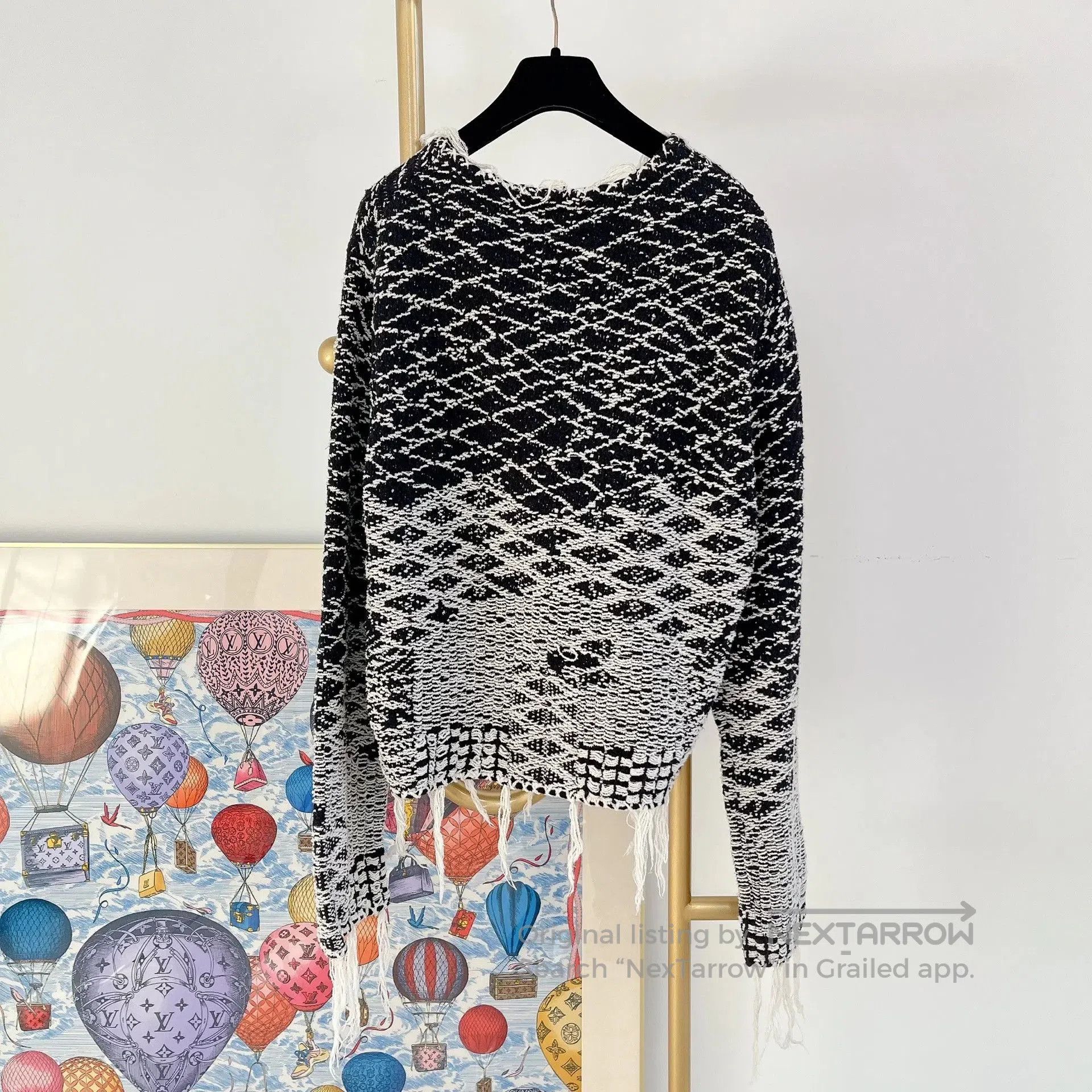 Saint Laurent Paris Saint Laurent Color-Block Knit Fringe Sweater. Size US M / EU 48-50 / 2 - 2 Thumbnail