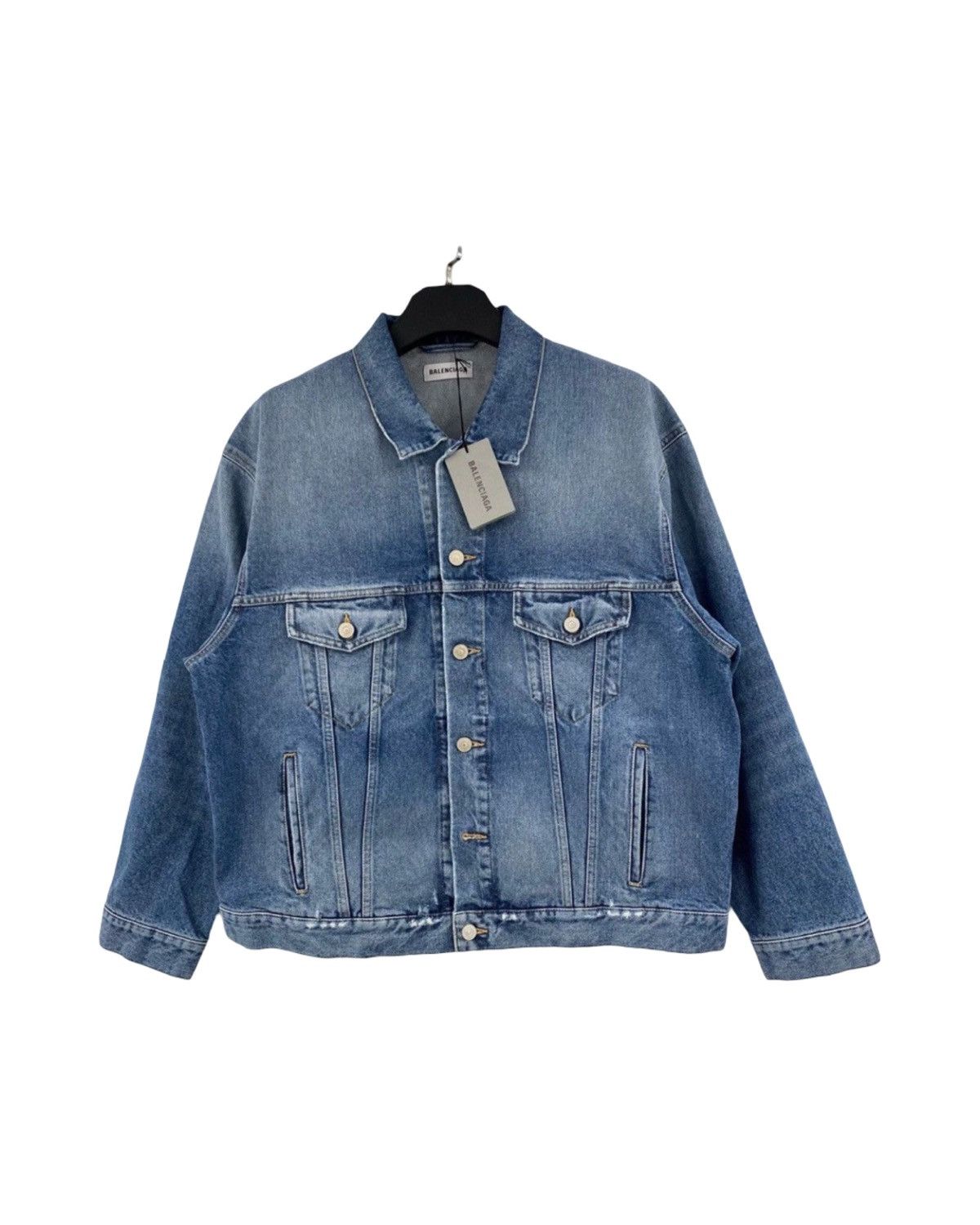 Balenciaga Balenciaga Bébé Crystal Logo Denim Jacket FR36 Blue Size S / US 4 / IT 40 - 2 Thumbnail