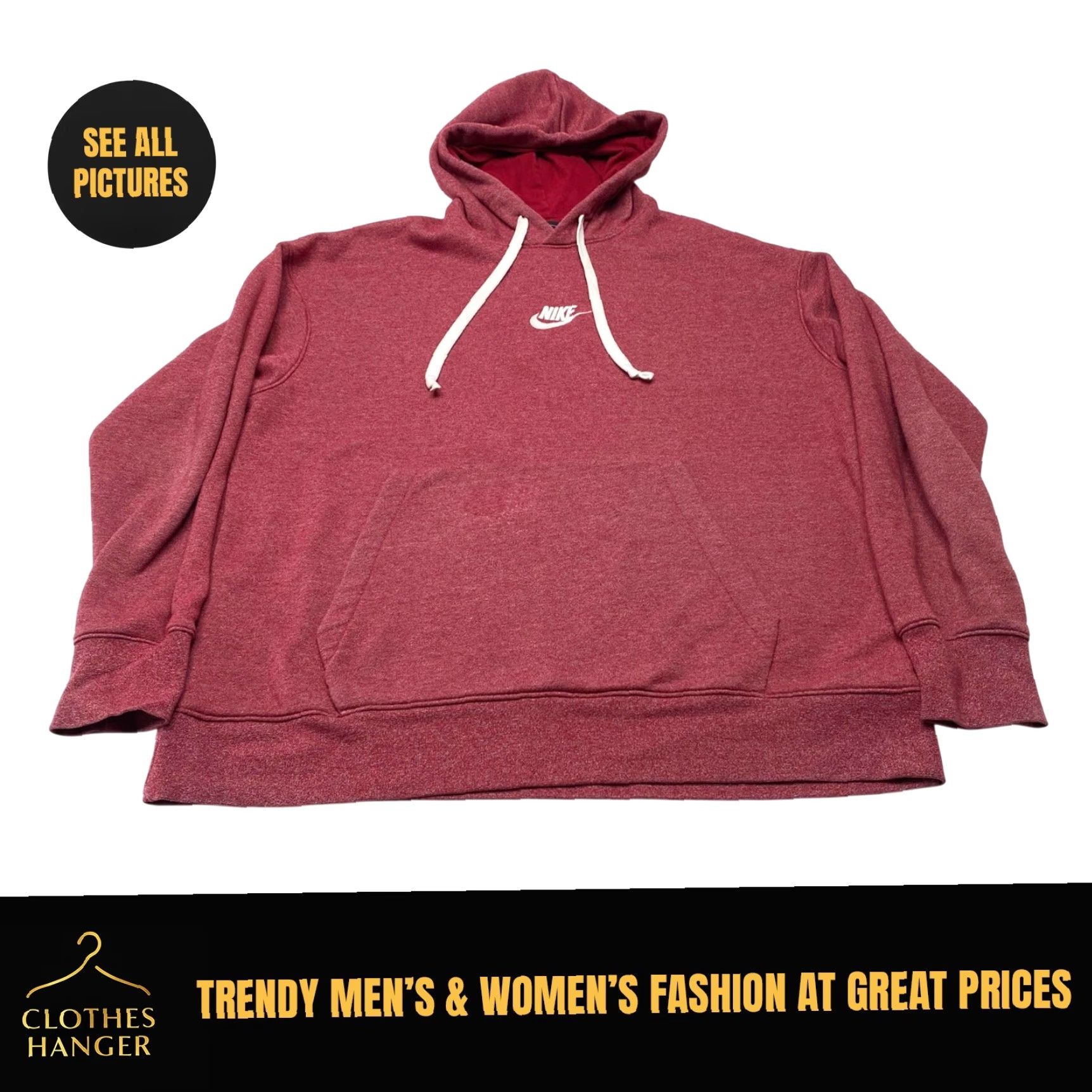 Nike VINTAGE Nike Center Swoosh Hoodie Mens XL Maroon Logo Embroidered Sweatshirt Spellout Size US XL / EU 56 / 4 - 2 Thumbnail
