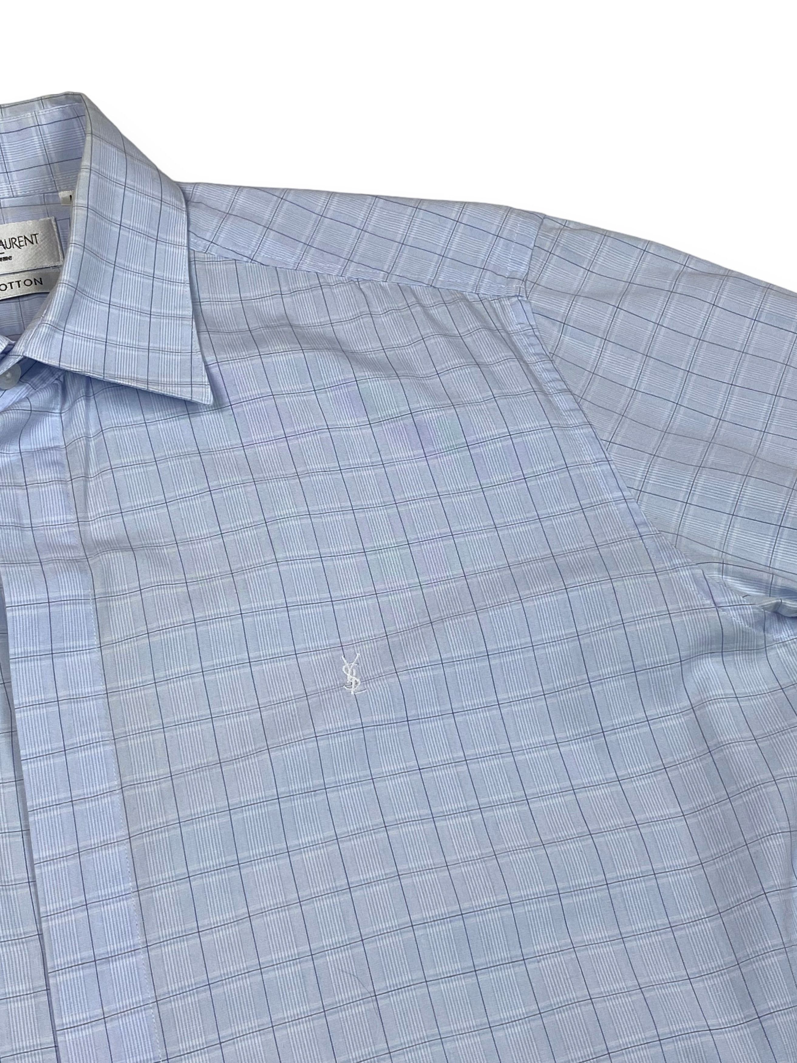 Vintage Vintage YVES SAINT LAUREN Checked Pastel Blue Button Up M788 Size US M / EU 48-50 / 2 - 4 Thumbnail