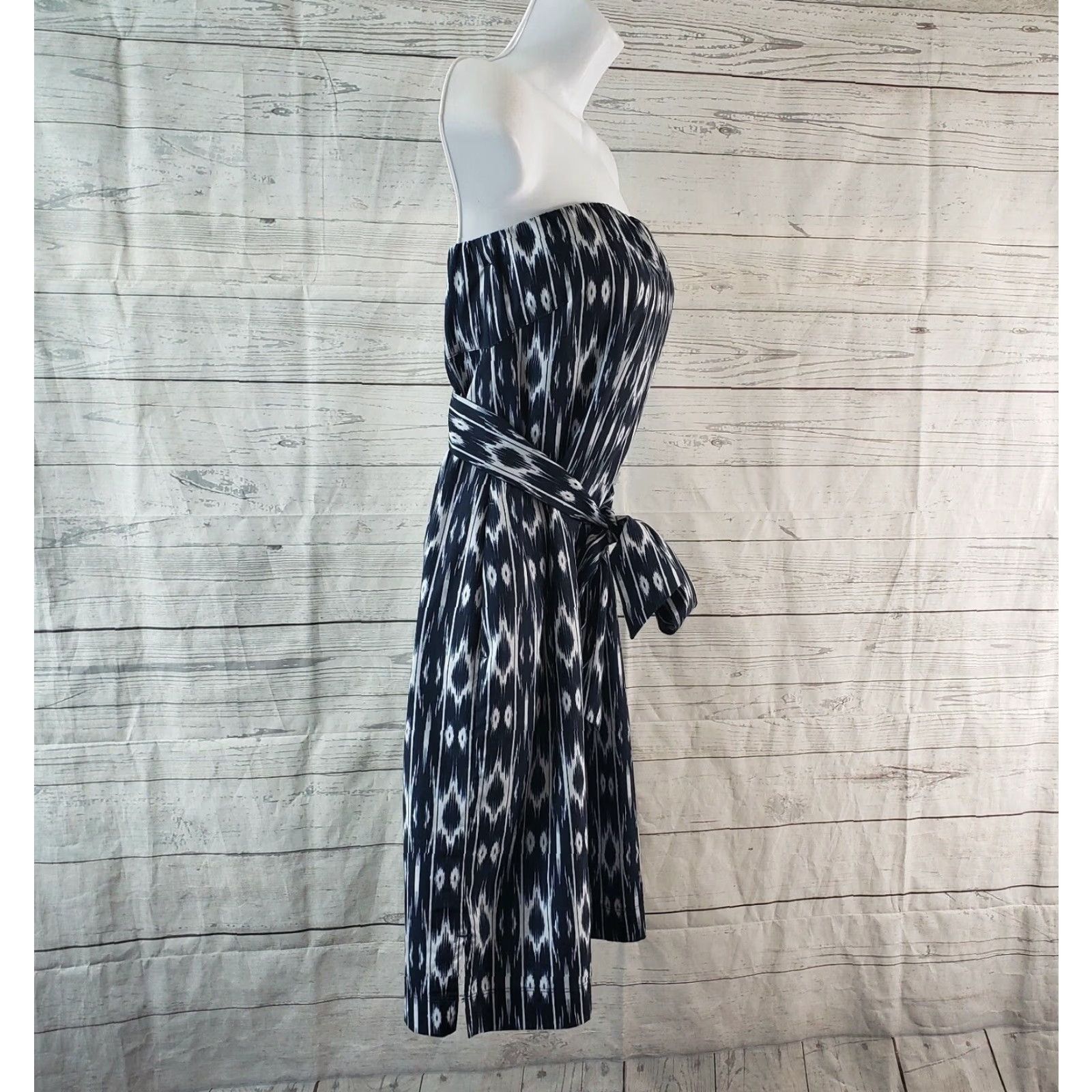 Athleta Athleta Womens Dress Strapless Anywhere Sz 4 Blue White Ikat Pockets Size S / US 4 / IT 40 - 3 Thumbnail