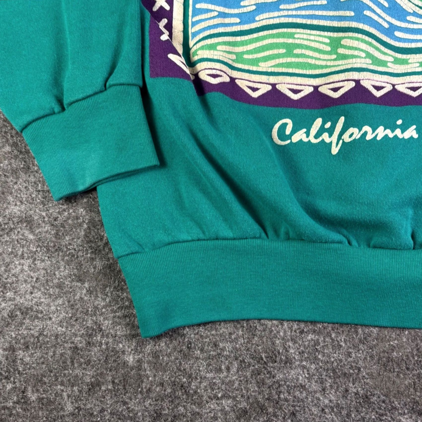 Vintage VINTAGE Signal Mega-Fleece California Graphic Sweatshirt Teal Green Large Size US L / EU 52-54 / 3 - 6 Thumbnail