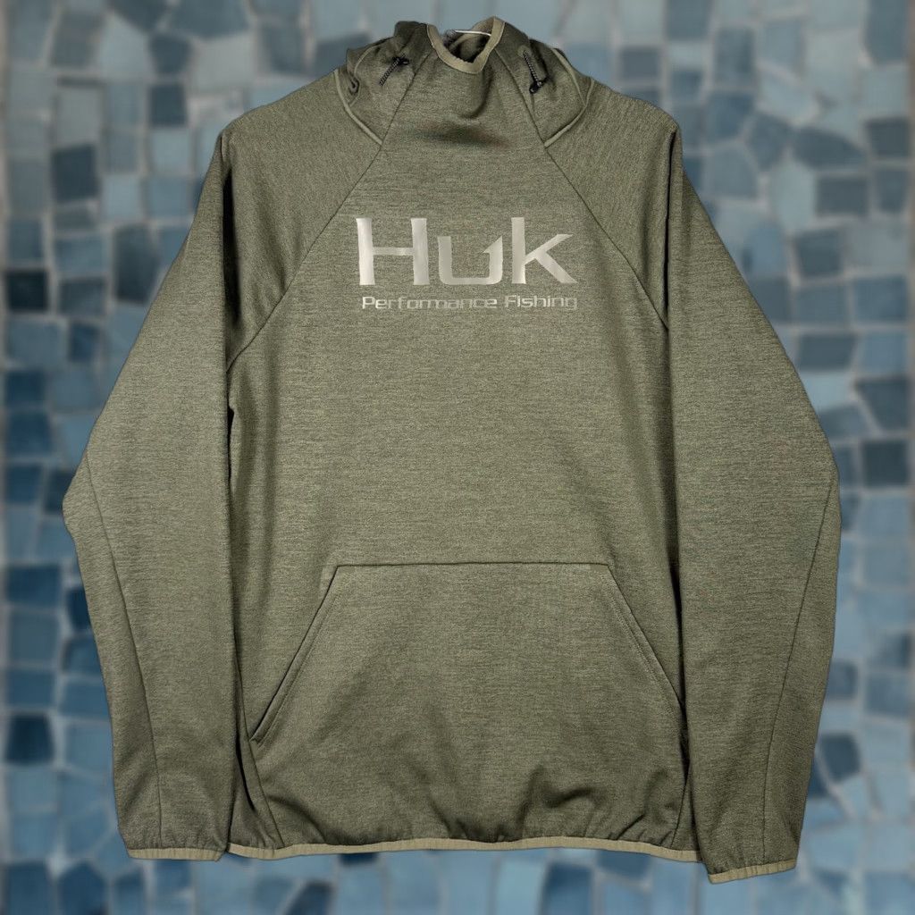 Vintage Huk Hoodie Mens M Fin Performance Fishing Fleece Sweatshirt Outdoor Hunt Tech Shirt Size US M / EU 48-50 / 2 - 1 Thumbnail