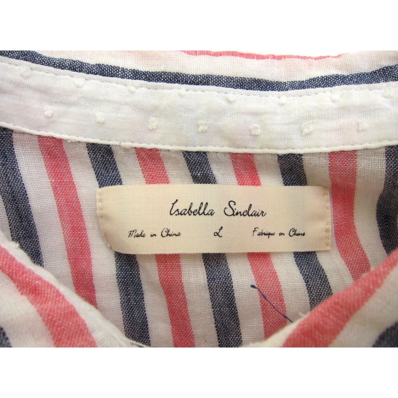 Anthropologie VINTAGE Isabelle Sinclair Anthropologie Linen Pink Blue White Stripe 3/4 Sleeve Blouse L Size L / US 10 / IT 46 - 4 Thumbnail