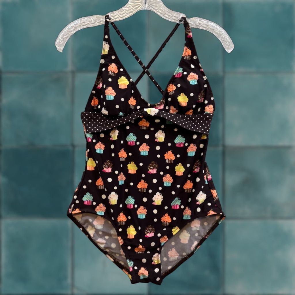 Vintage VINTAGE Y2K One Piece Swimsuit Bathing Suit Brown Cupcakes Monokini S Womens Fits S/M Hobie Size S / US 4 / IT 40 - 1 Thumbnail