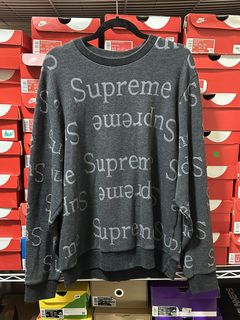 Supreme Jacquard Logo Crewneck Black