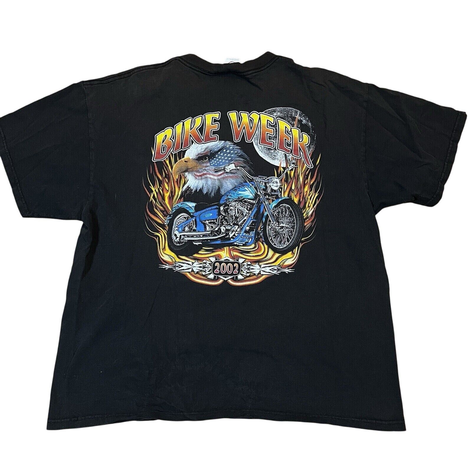 Vintage VTG Faded T Shirt 2002 Bike Week Motorcycle Eagle T Shirt XL Size US XL / EU 56 / 4 - 1 Thumbnail
