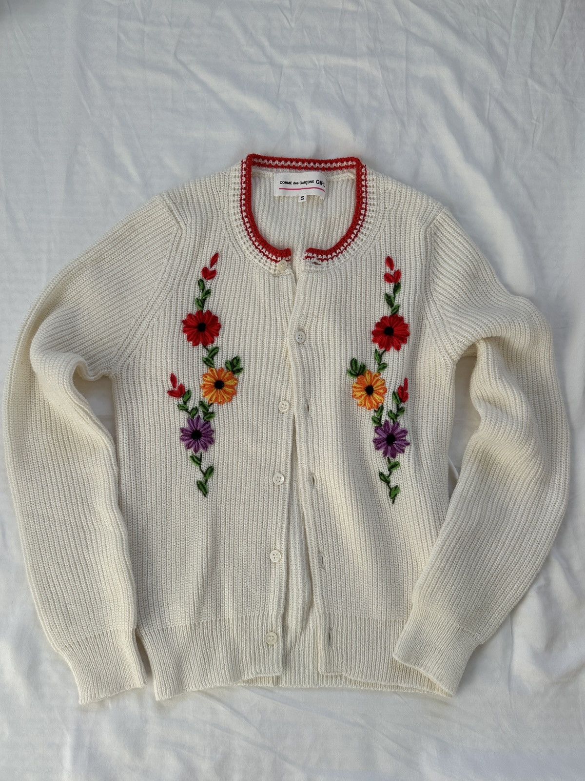 Comme des Garcons Girl CDG Girl Knitted Flower Cardigan Size S / US 4 / IT 40 - 1 Thumbnail