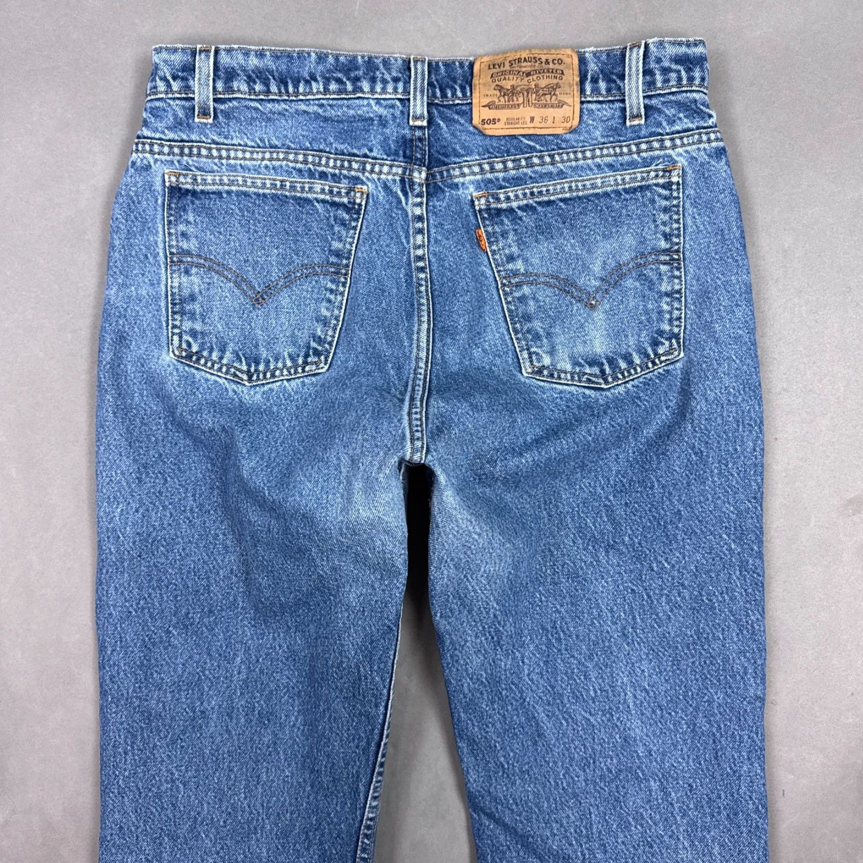 Levi's VINTAGE Levi's Jeans Mens 34x30 Blue 90s Orange Tab 505 Straight Pants Denim 5-Pocket Design Regular Fit Mens Jeans Size US 36 / EU 52 - 7 Thumbnail