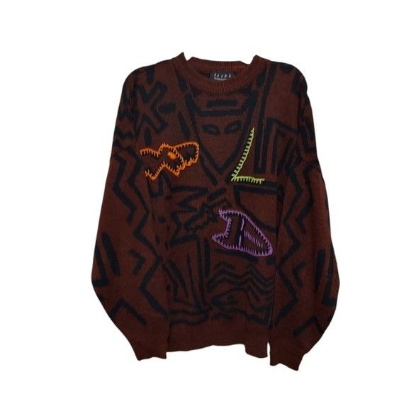 FALKE Vintage Sweater RARE Retro Embroidered Graphics Falke by Jef Size L / US 10 / IT 46 - 1 Thumbnail