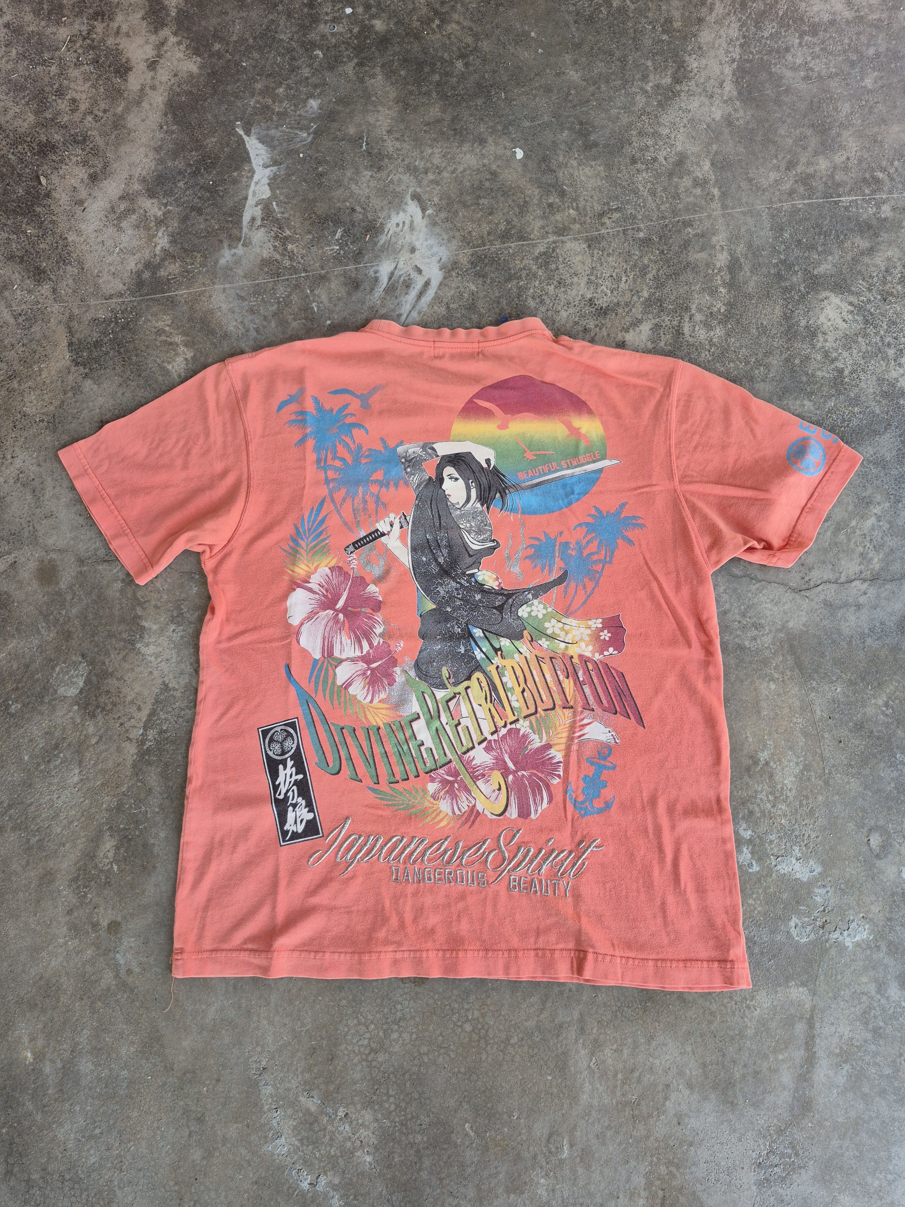 Japanese Brand 🔥 Divine Retribution Japan Samurai Yakuza Sukajan Tee Size US XL / EU 56 / 4 - 1 Thumbnail