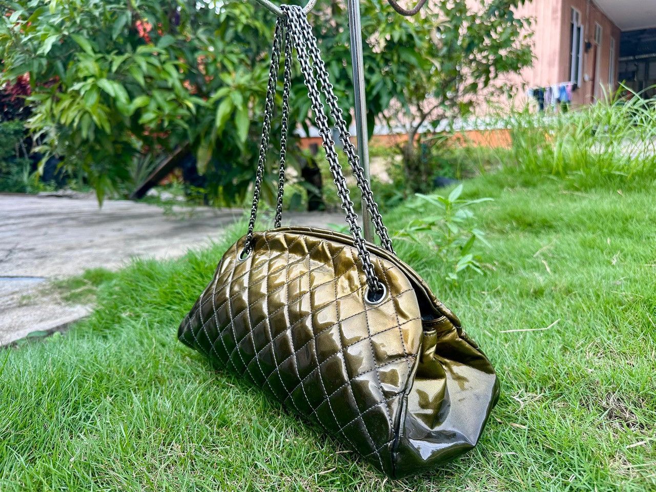 Chanel Mademoiselle Ombre Quilted Patent Leather Bowling