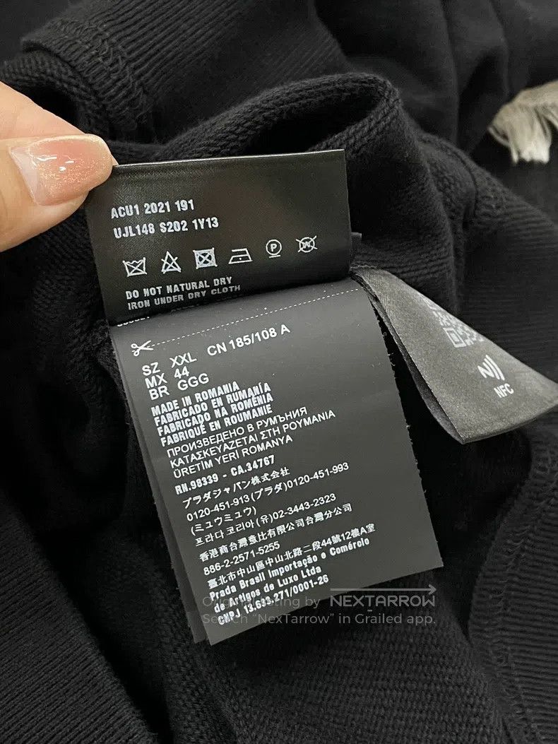 Prada Prada Black big logo sweatshirt Size US XXL / EU 58 / 5 - 5 Thumbnail