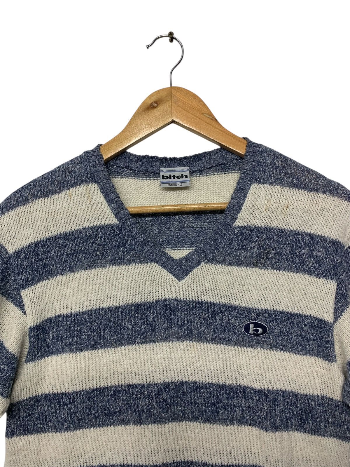 Japanese Brand Vintage 90's Bitch Skateboard V-Neck Knitwear T Shirt Size US M / EU 48-50 / 2 - 6 Thumbnail