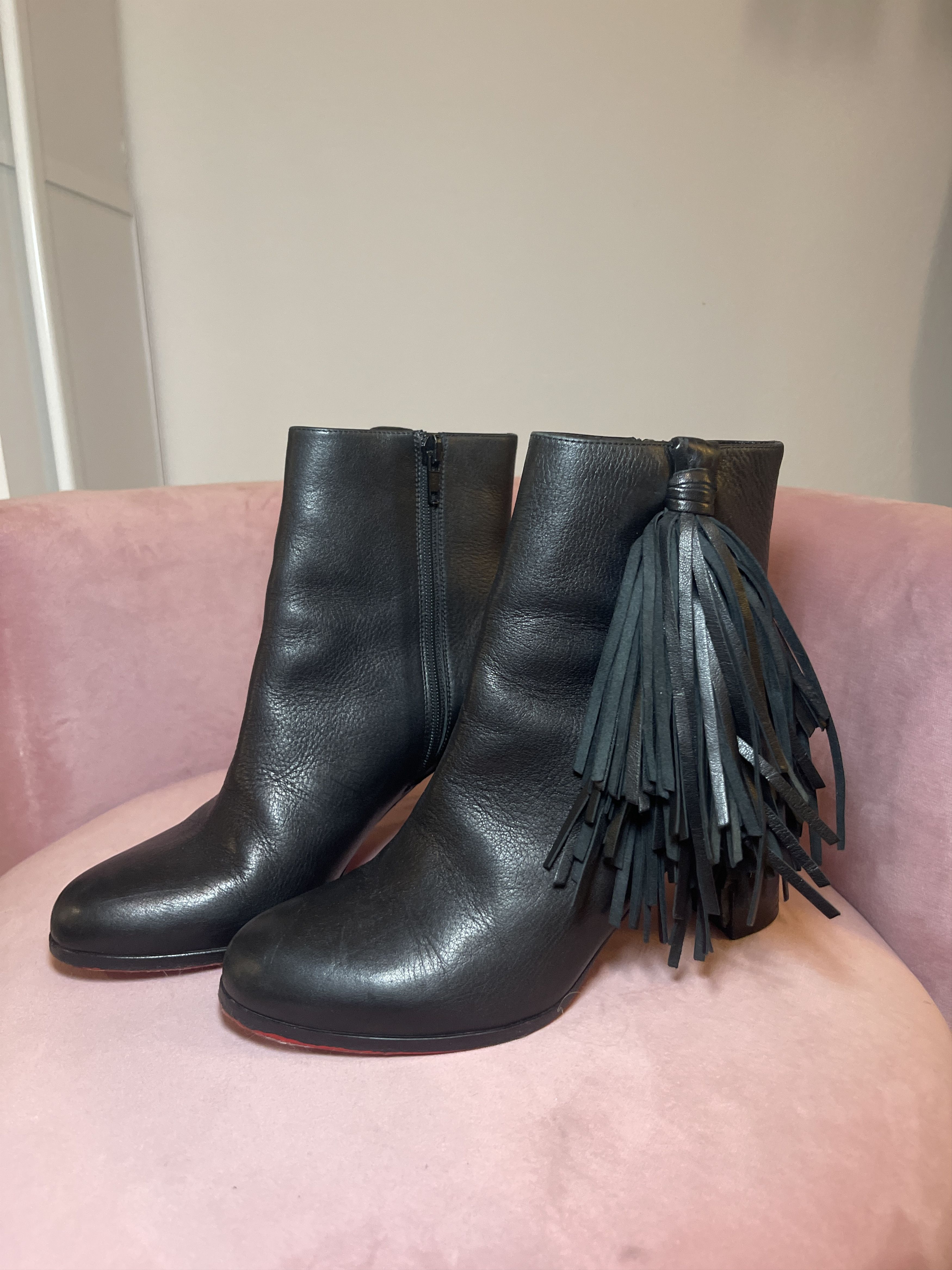 Christian Louboutin Christian Louboutin Jimmynetta Calfskin Fringe Boot Size US 6.5 / IT 36.5 - 1 Thumbnail
