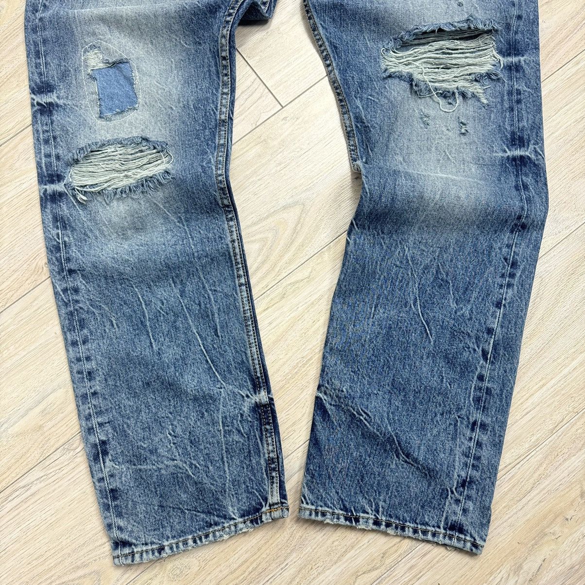 Designer Rare Guess Distressed Slim Italian Selvedge Denim Jeans Size US 38 / EU 54 - 6 Thumbnail