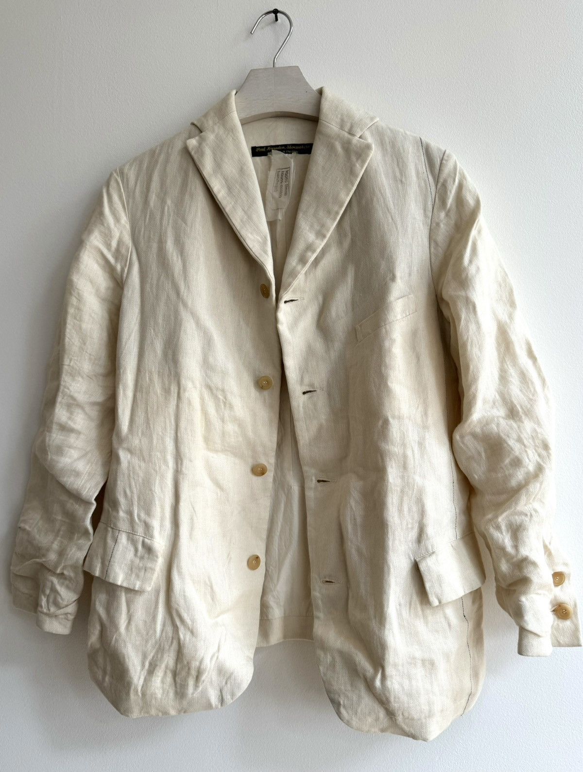 image of Paul Harnden Shoemakers S/m Mens Lapel Blazer in Offwhite (Size Small)