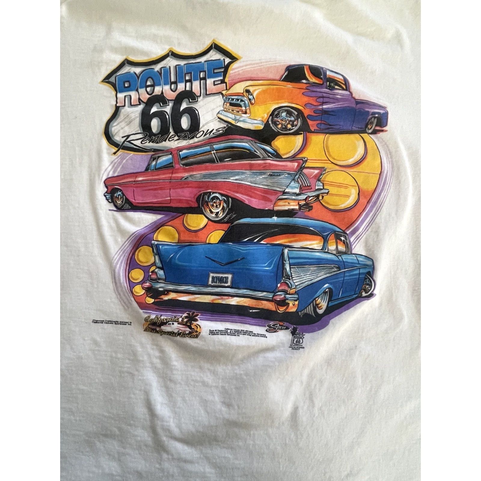Vintage VINTAGE Route 66 Chevy T-Shirt White 2XL Men Regular White 2XL Mens Chevy T-Shirt Route 66 Size US XXL / EU 58 / 5 - 6 Thumbnail