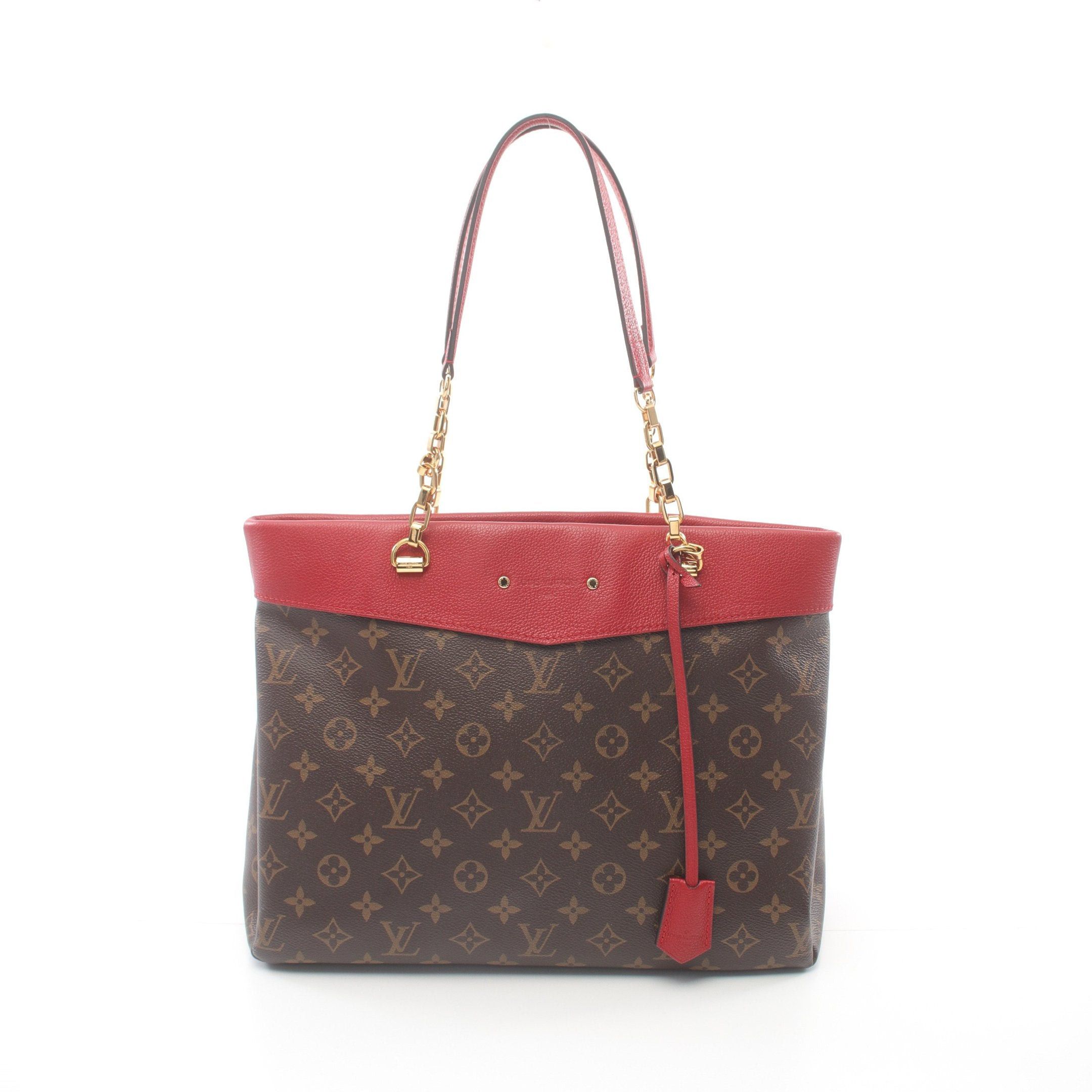 Louis Vuitton Louis Vuitton Pallas Shopper Monogram Chain Handbag Tote Bag Leather Brown Red Size ONE SIZE - 1 Thumbnail