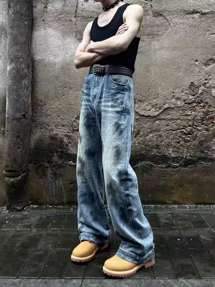 Japanese Brand × Jean Vintage Dirty Wash Inkjet Heavyweight High Street Jeans Size US 30 / EU 46 - 5 Thumbnail