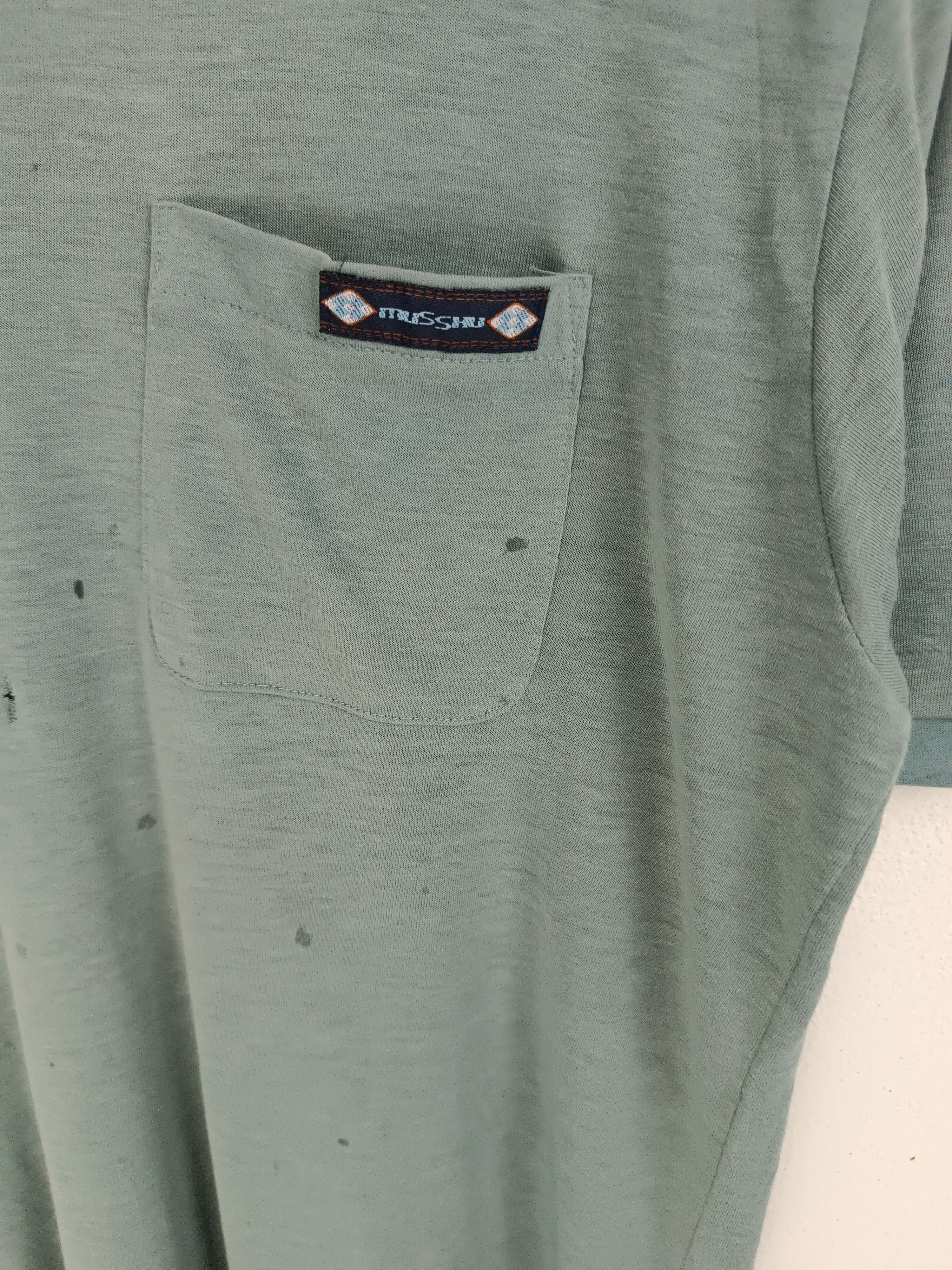 Japanese Brand THRASHED FADED VINTAGE 90'S MUSSHU 2 POCKET TEE VERY RARE Size US M / EU 48-50 / 2 - 9 Thumbnail