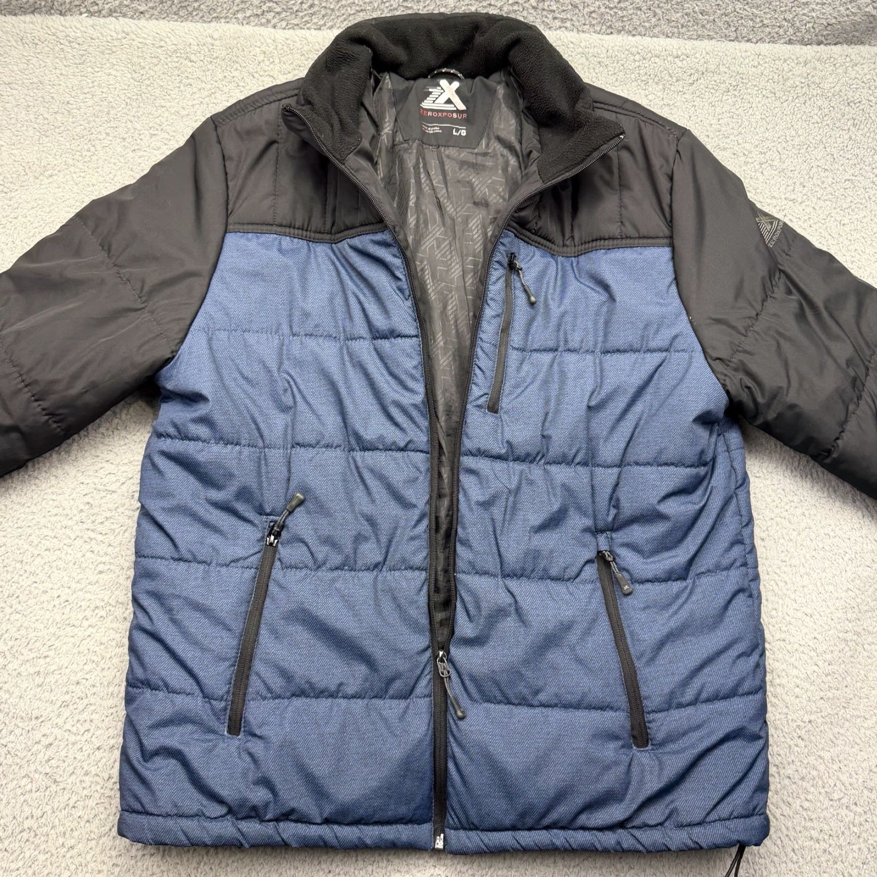 ZeroXposur ZeroXposur N82650 Mens Large Navy Blue Quilted Puffer Jacket Mid Weight Full Zip Size US L / EU 52-54 / 3 - 3 Thumbnail