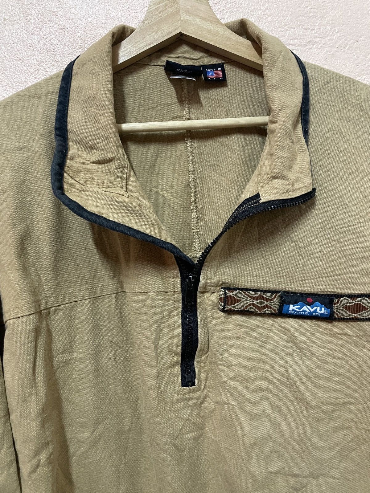 KAVU × Patagonia × Urban Outfitters Kavu Seattle USA Canvas Pullover Zip Jacket Mens Large Brown Size US L / EU 52-54 / 3 - 8 Thumbnail