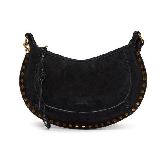 Isabel Marant Isabel Marant Oskan Moon Gold Stud Black Suede Shoulder Bag Size ONE SIZE - 1 Thumbnail