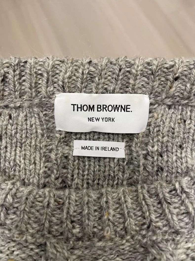 Thom Browne Thom browne Gray four-striped wool horsehair round-neck swe Size US L / EU 52-54 / 3 - 5 Thumbnail