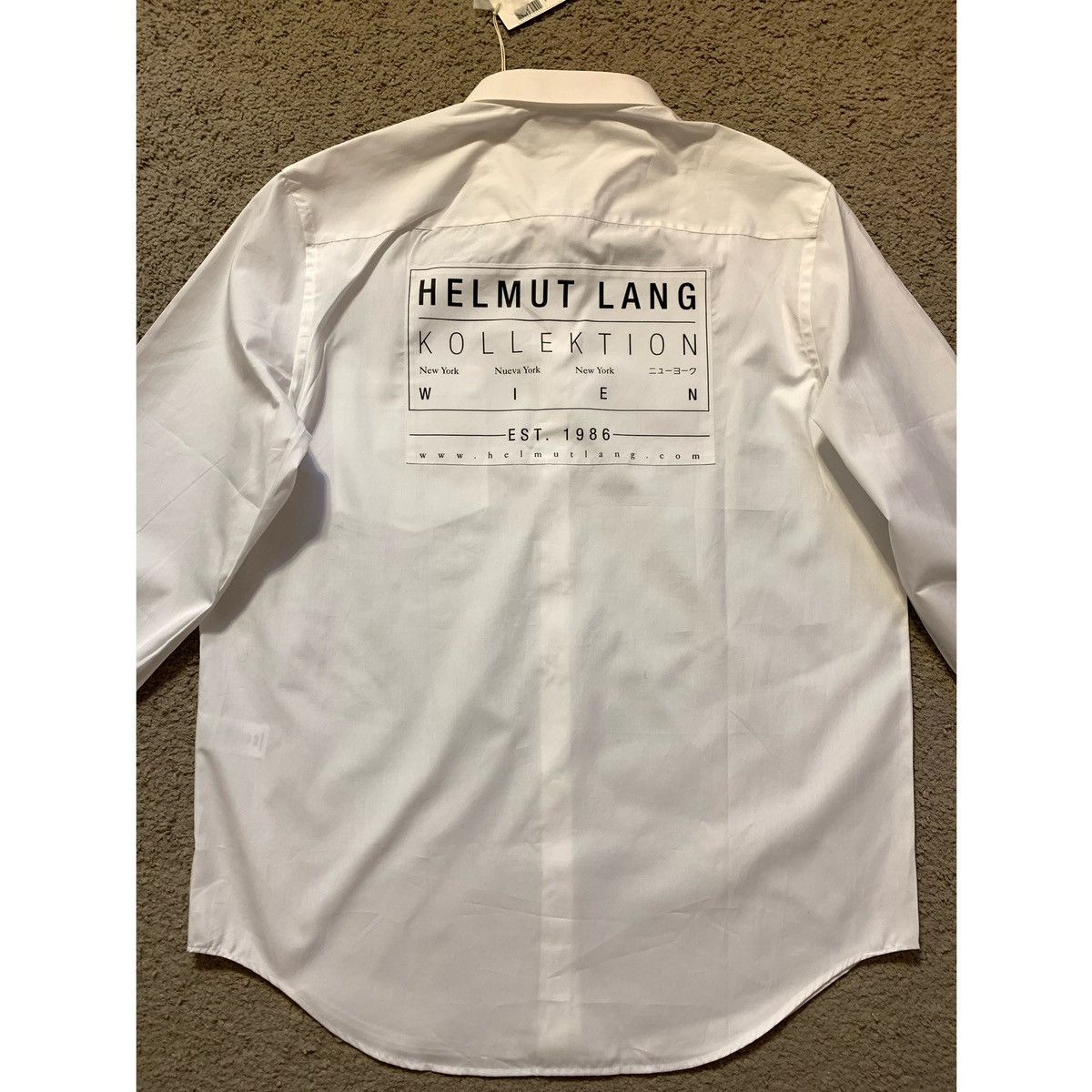 image of Helmut Lang Kollektion Logo Poplin Shirt in White, Men's (Size XL)