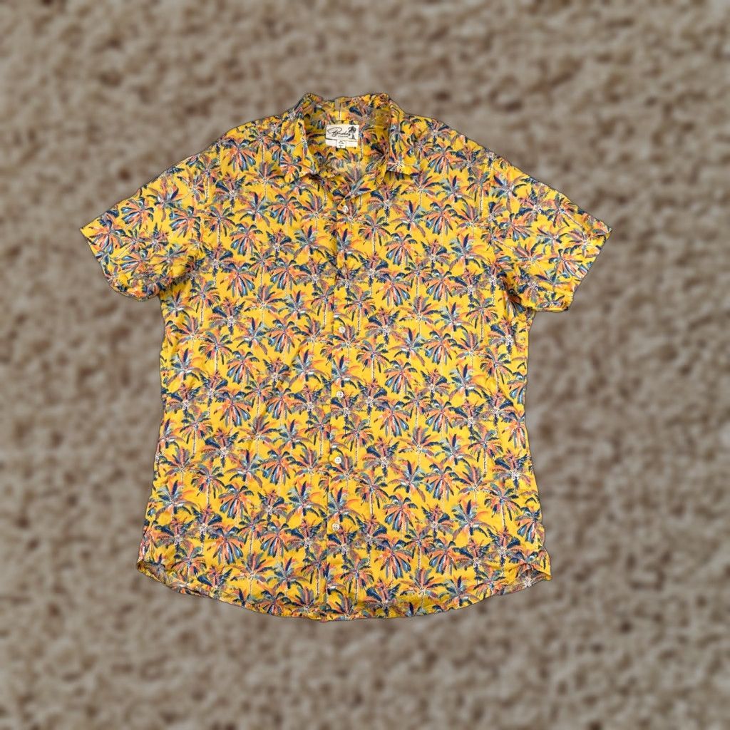 Vintage Goodfellow & Co Hawaiian Shirt Men XL Yellow Floral Slim Fit Cotton Blend Short Sleeve Button-Up Size US XL / EU 56 / 4 - 1 Thumbnail