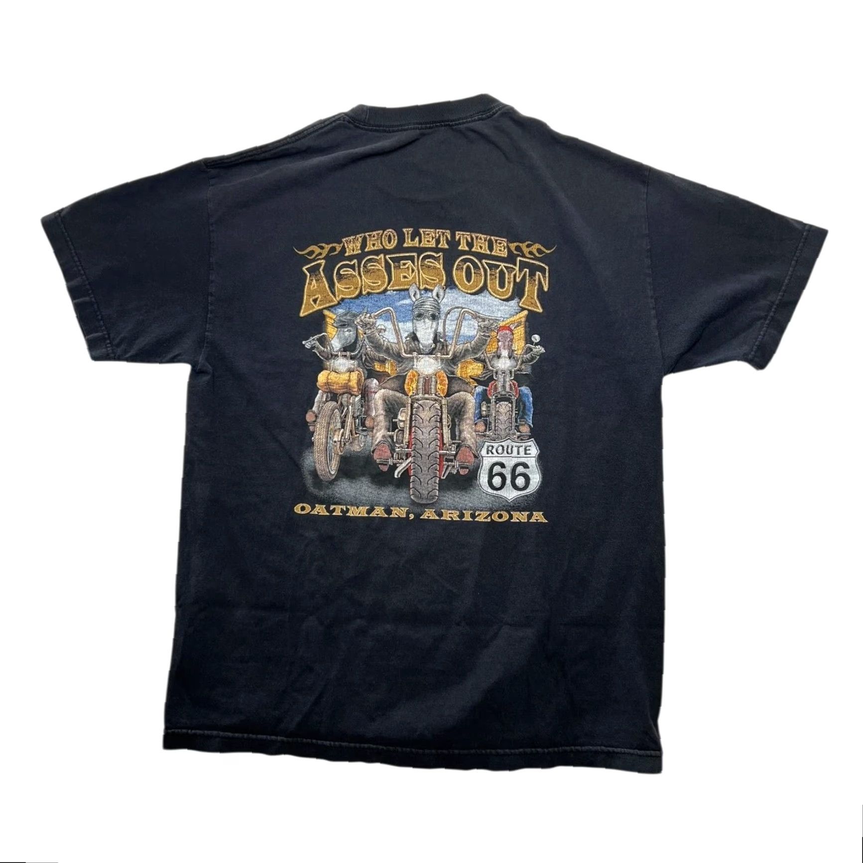 Vintage Vintage Oatman Arizona T-Shirt Mens M "Who Let The Asses Out" Black Biker Funny Shirt Size US M / EU 48-50 / 2 - 2 Thumbnail