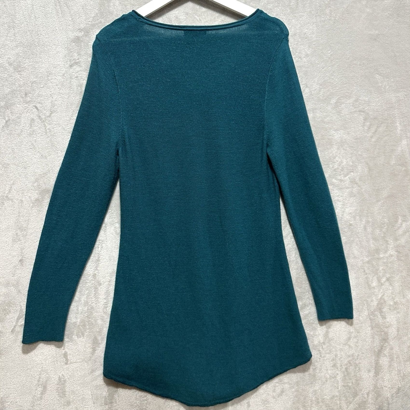 Eileen Fisher Eileen Fisher Women's Teal Blue 100% Merino Wool V-neck Pullover Sweater Size M Size M / US 6-8 / IT 42-44 - 2 Thumbnail