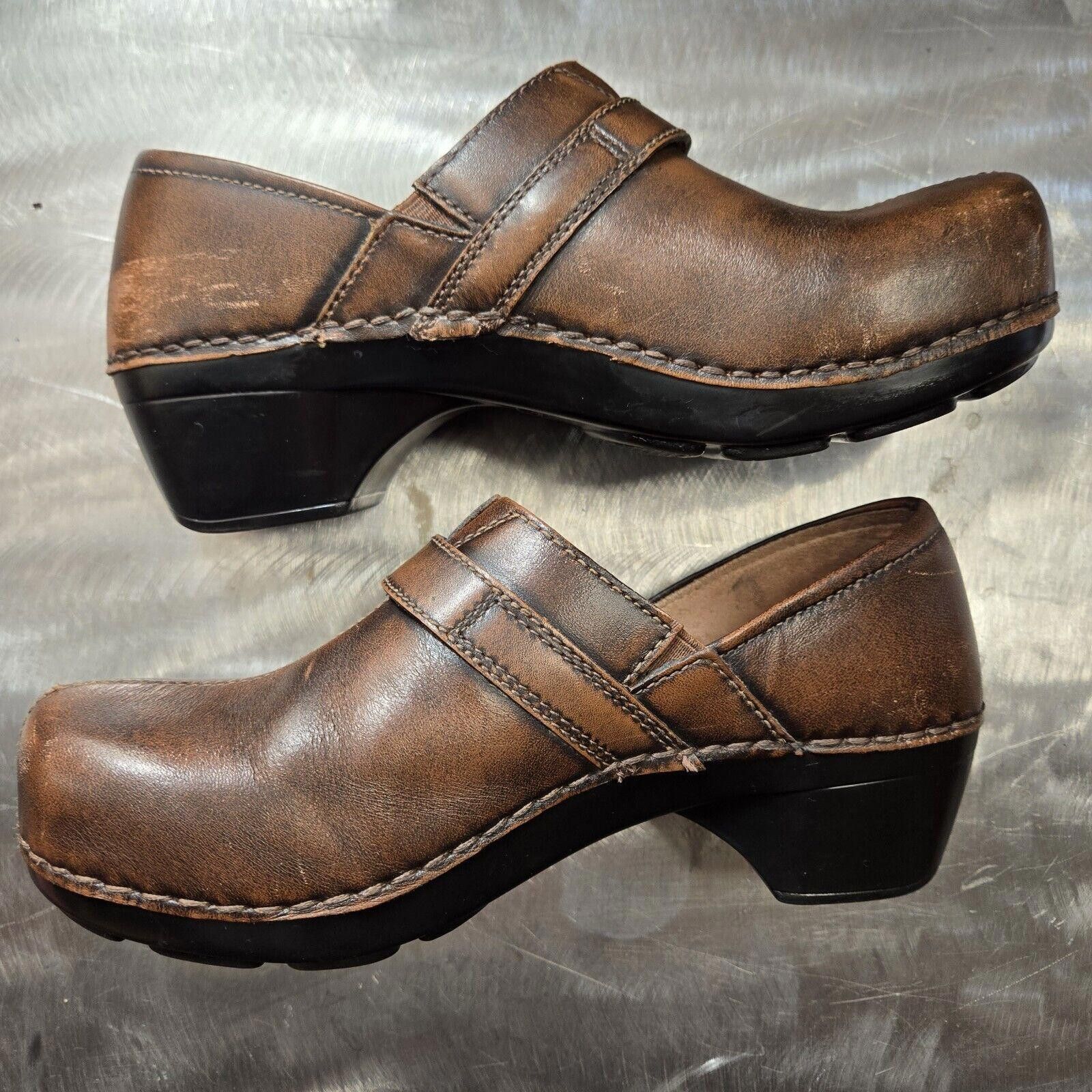 Designer Dansko Womens Solstice Brown Leather Button Slip Clogs S 6 Size US 6 / IT 36 - 8 Thumbnail