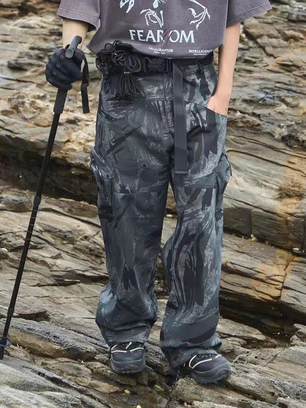 VIBE Retro camouflage high street wide leg casual overalls Size US 32 / EU 48 - 4 Thumbnail