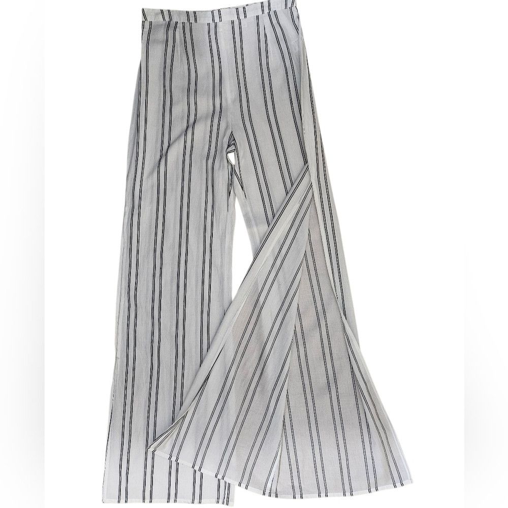 Other Reformation LPA White High Waist Wide Leg Striped Pants Ope Size 26" / US 2 / IT 38 - 3 Thumbnail