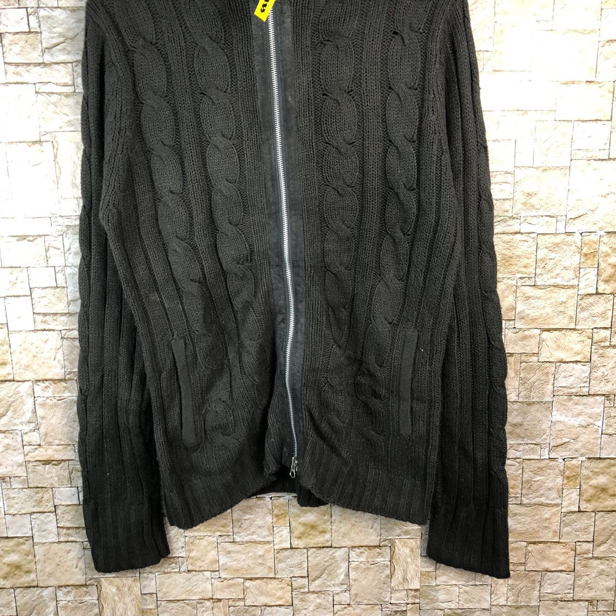 Aran Isles Knitwear × Homespun Knitwear × Japanese Brand Louis Chavlon Black Zipper cable Knitwear #A1183 Size US L / EU 52-54 / 3 - 2 Thumbnail