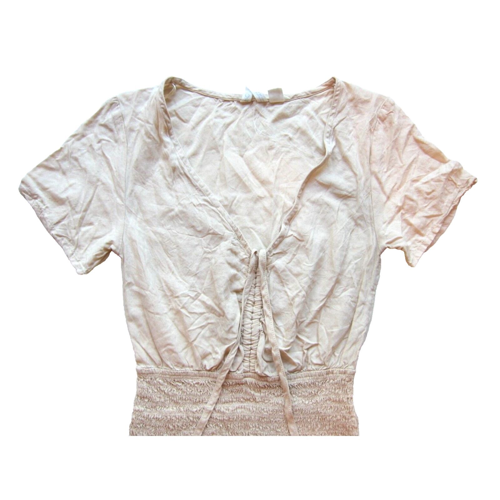 Vintage VINTAGE New Roxy Pale Pink Rayon Short Sleeve V-Neck Stretch Fit Flare Dress XS Size 26" / US 2 / IT 38 - 3 Thumbnail