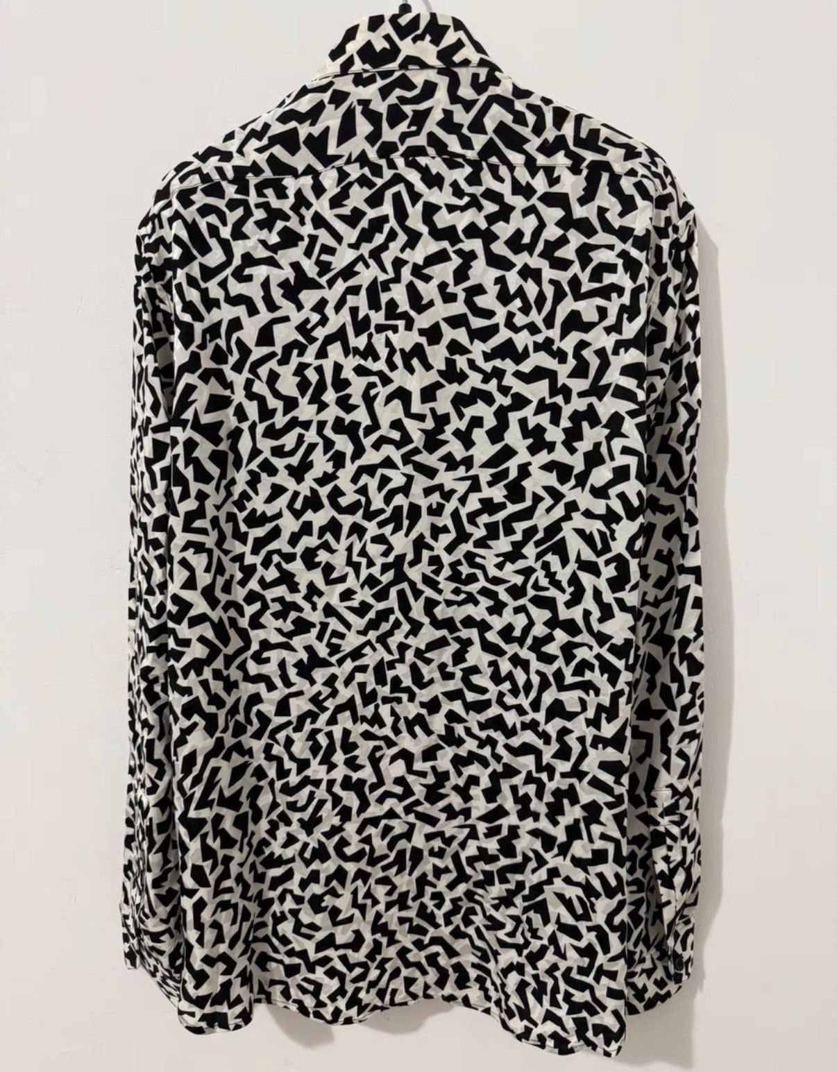 Saint Laurent Paris SLP 21FW Runway Silk Black/White Geometric Block Shirt Size US L / EU 52-54 / 3 - 2 Thumbnail