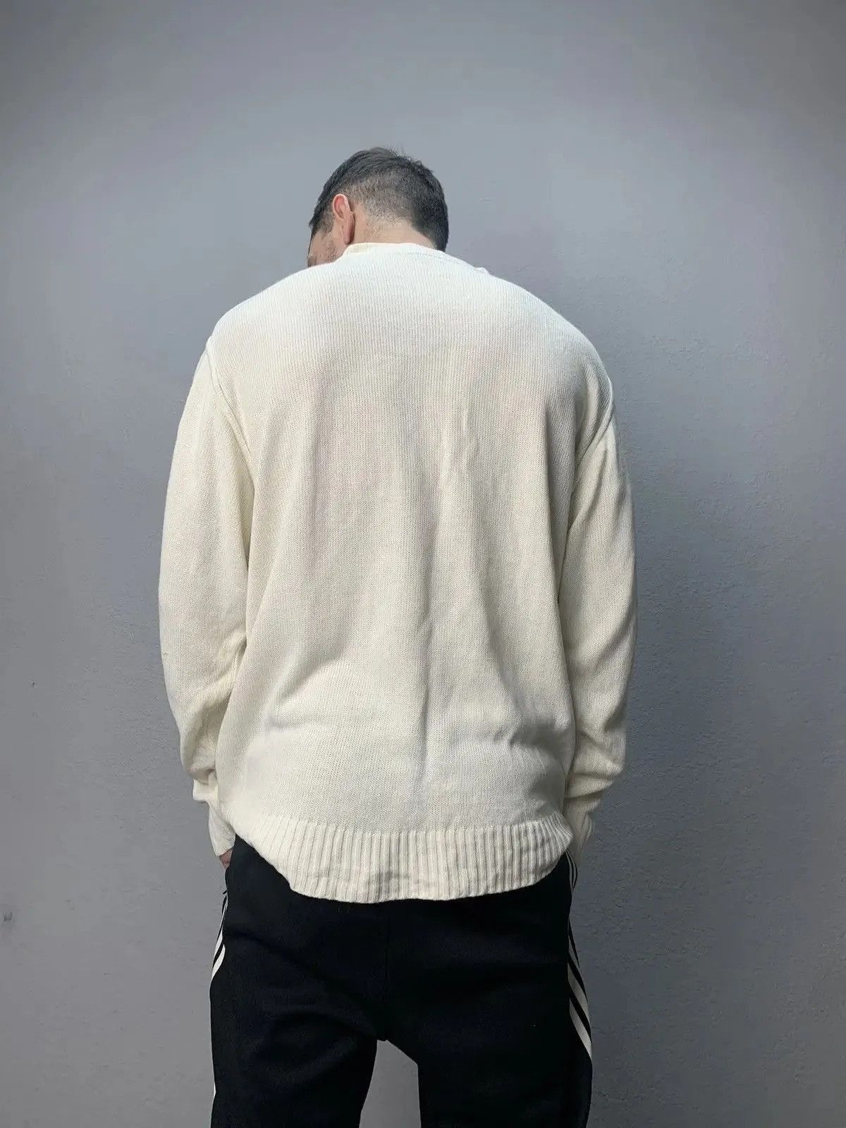 Versace 👉 Vintage Versace Jeans Couture Distressed Striped Sweater Size US XL / EU 56 / 4 - 10 Thumbnail