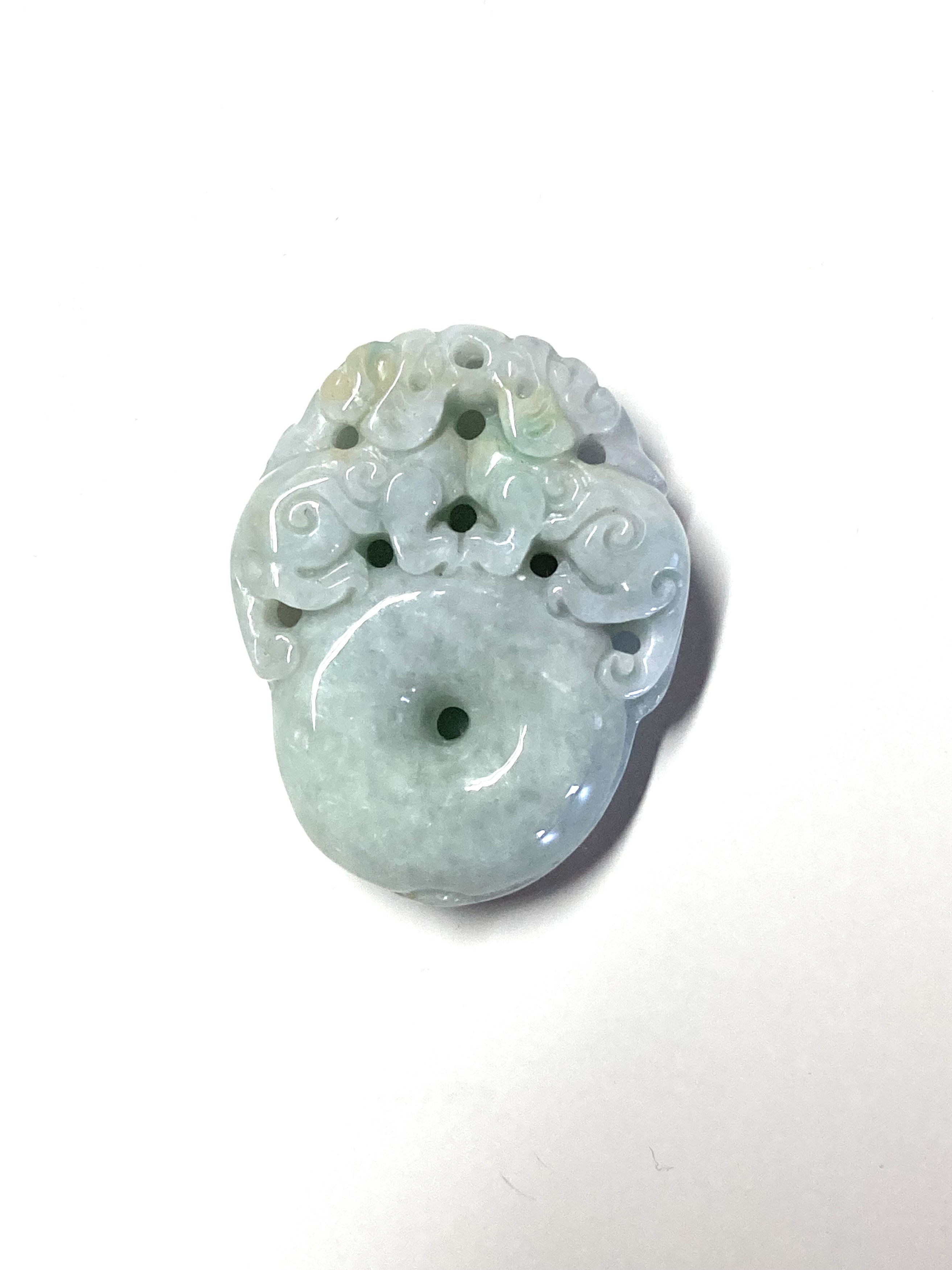 Other 60005 Certified Jadeite jade Green two Dragon Donut Pendan Size ONE SIZE - 2 Thumbnail