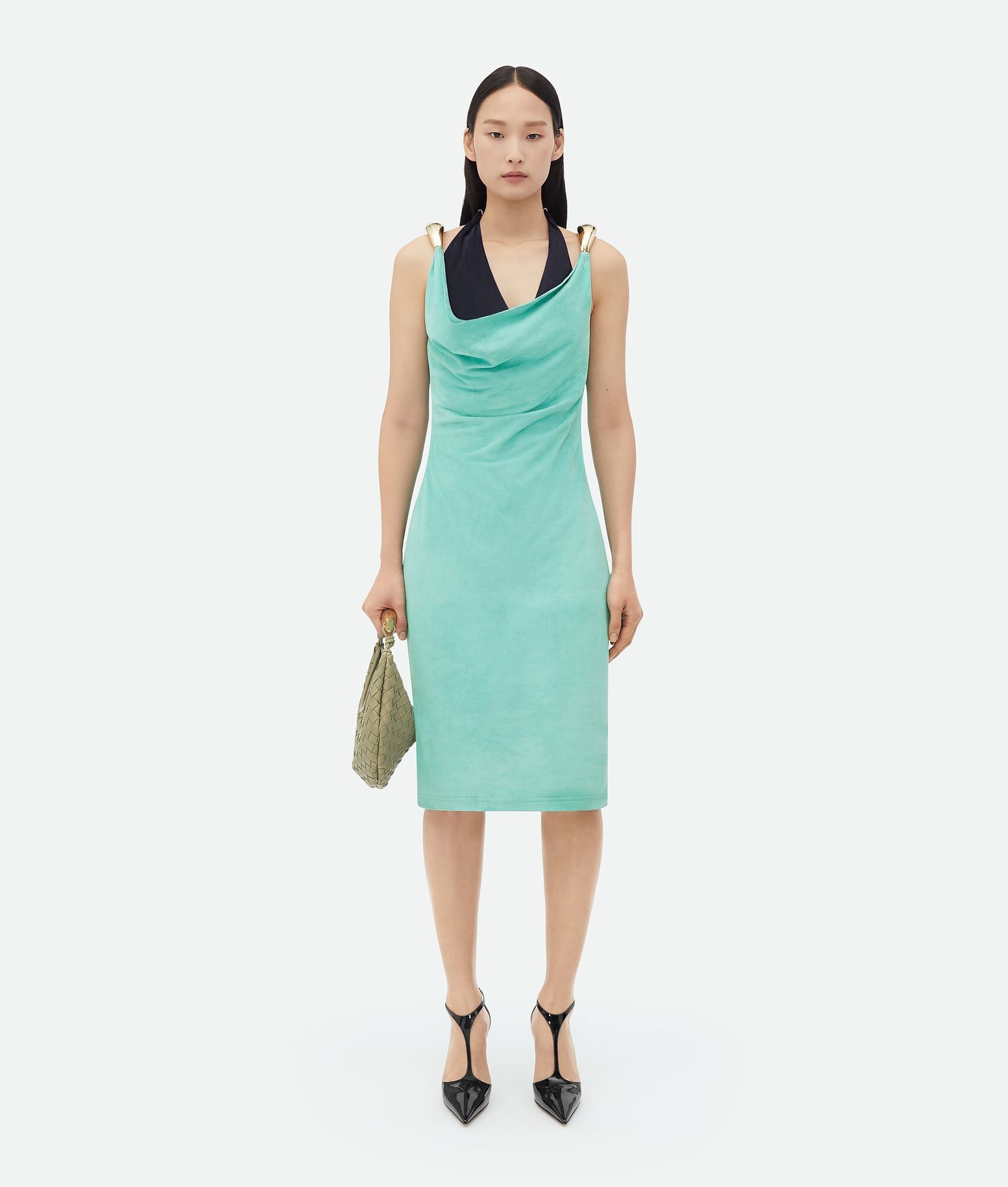 Bottega Veneta o1bcso1str0225 Fluid Suede Midi Dress With Metal Detail Size S / US 4 / IT 40 - 4 Thumbnail