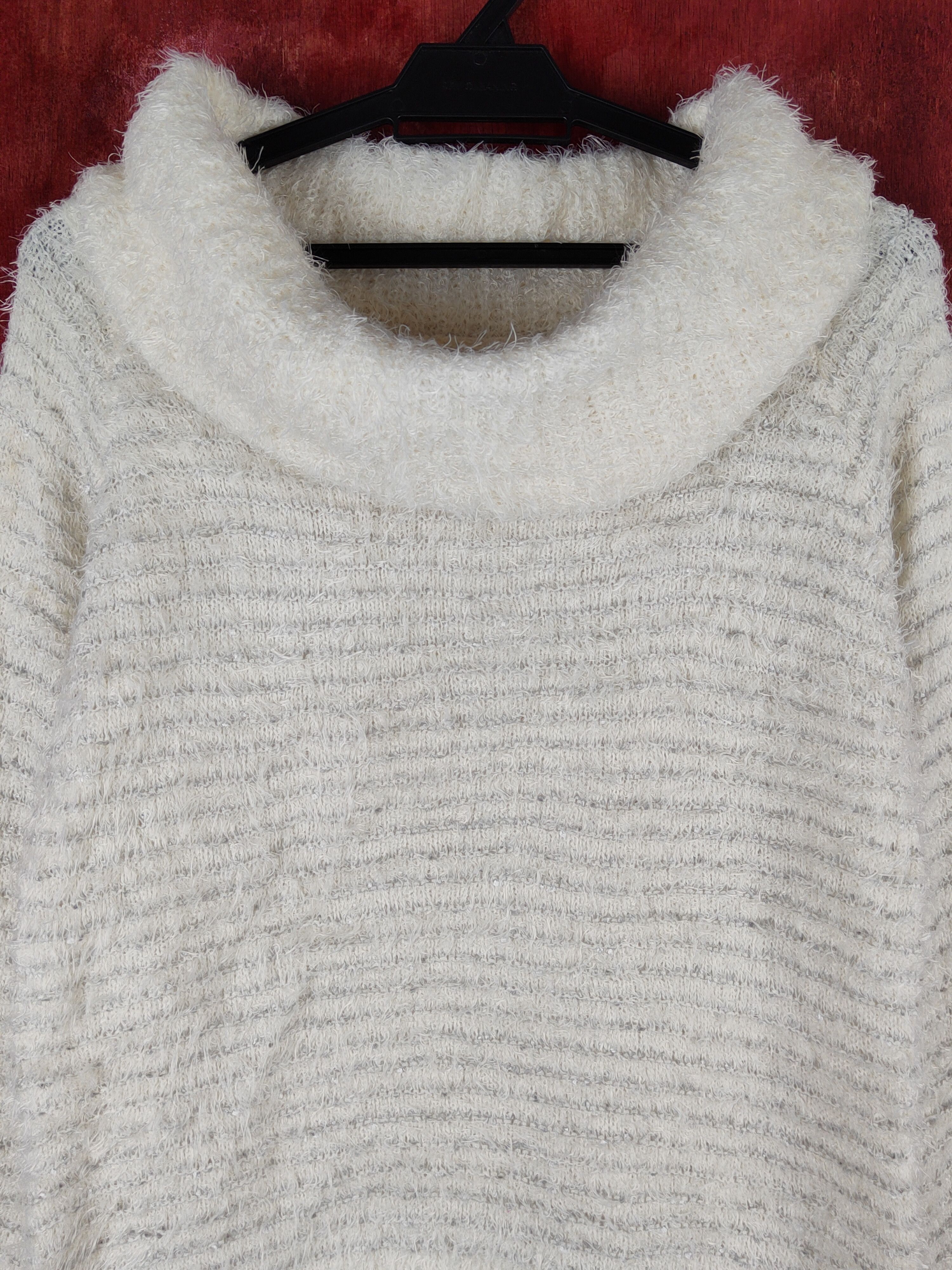 Aran Isles Knitwear Vis Cream Shag Shaggy Fur Mohair Knitwear #S1940 Size M / US 6-8 / IT 42-44 - 2 Thumbnail