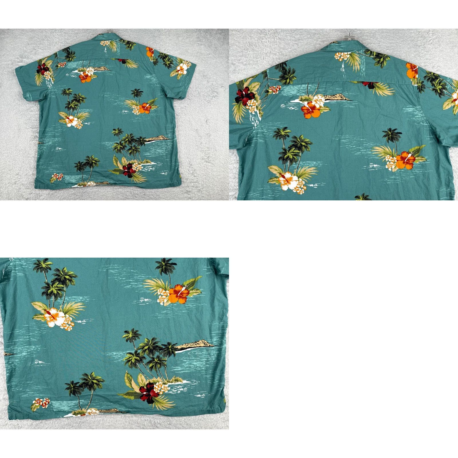 Vintage 28 Palms Shirt Men 2XL Blue Hibiscus Floral Palm Hawaiian Button Up Cotton Size US XXL / EU 58 / 5 - 9 Thumbnail