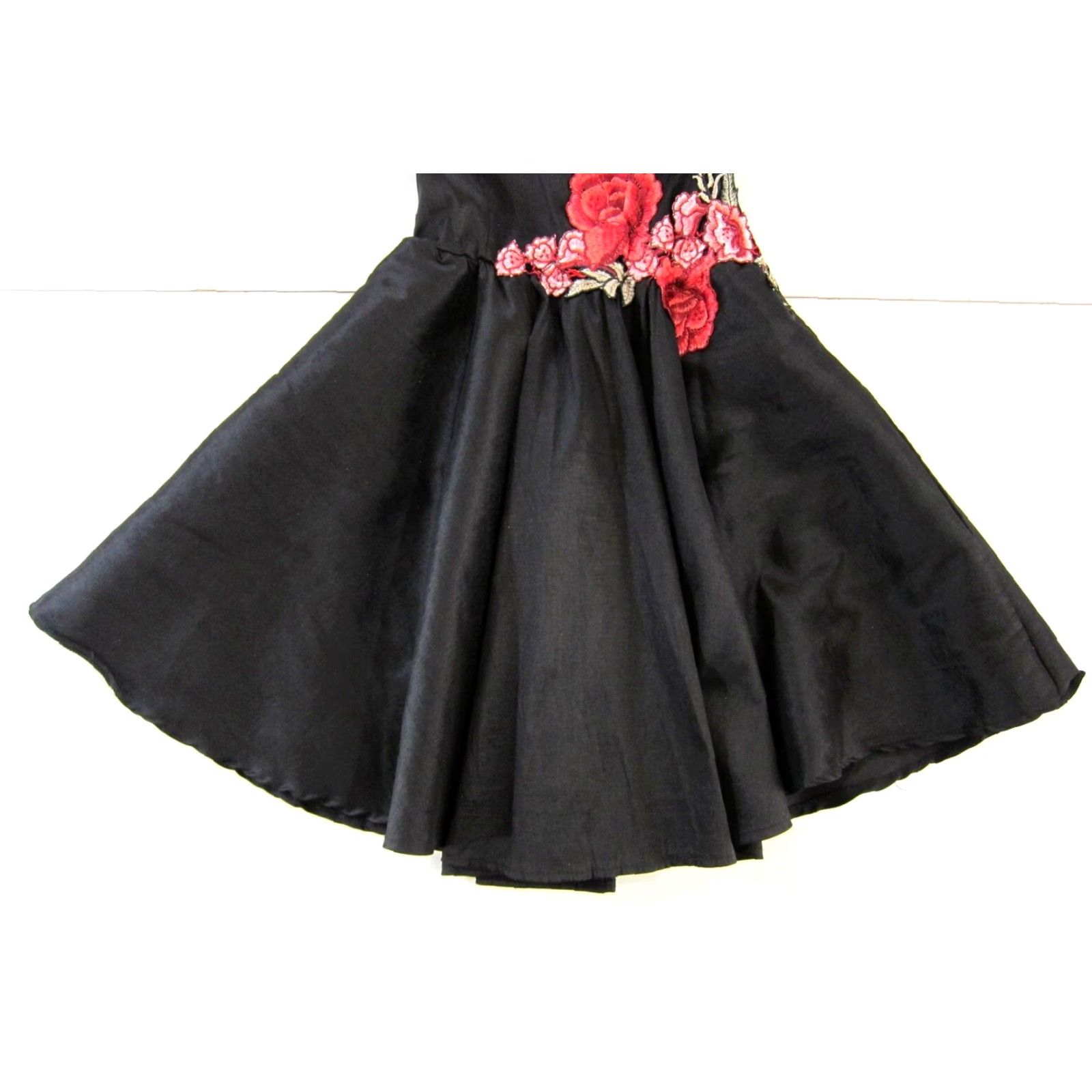 Vintage Windsor Black Pink Embroidered Rose Floral Strapless Sweetheart Prom Dress XS Size XS / US 0-2 / IT 36-38 - 8 Thumbnail