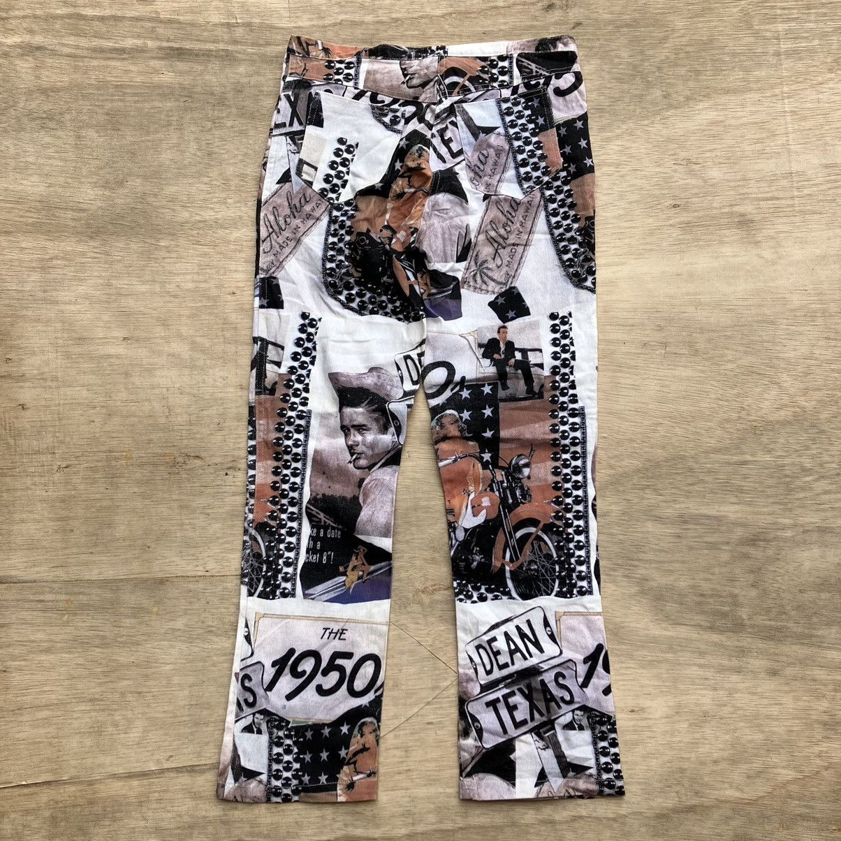 Designer × Vintage LUCIANO PAVAROLTI JAMES DEAN VINTAGE PRINT STRETCH PANTS Size 30" / US 8 / IT 44 - 6 Thumbnail