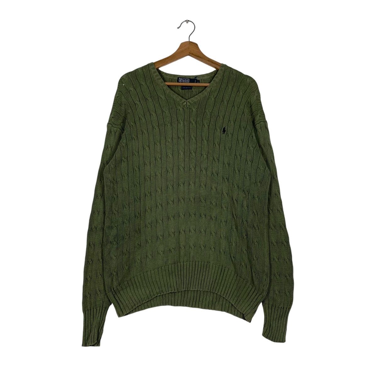 Polo Ralph Lauren POLO RALPH LAUREN Cable Knit Green Sweater #1193-C54 Size US L / EU 52-54 / 3 - 1 Thumbnail