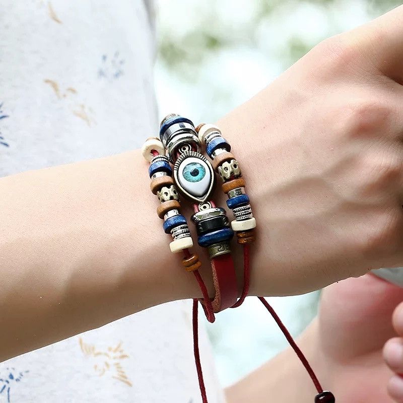 Japanese Brand × Jewelry Bohemian boho hippie evil eye beads adjustable bracelet Size ONE SIZE - 1 Thumbnail