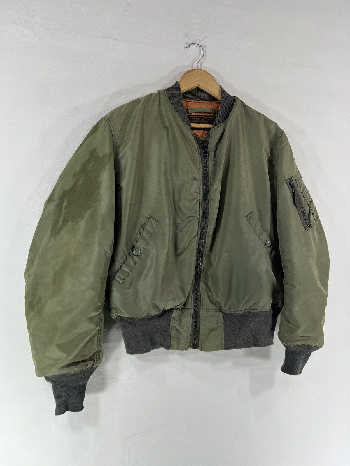 Alpha Industries Vintage Scovill 60's Hope Mfg Faded Bomber Jacket Size US M / EU 48-50 / 2 - 6 Thumbnail