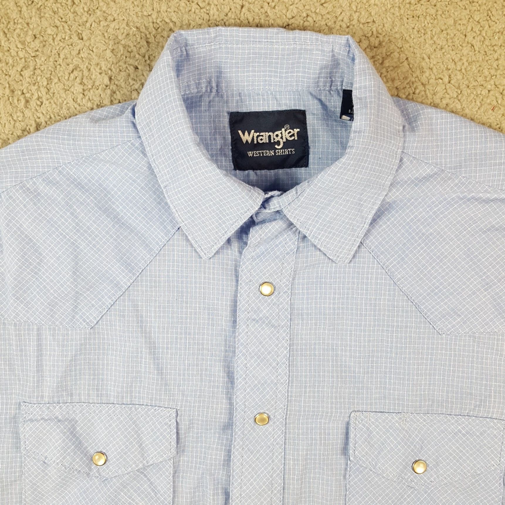 Wrangler VINTAGE Wrangler Blue Checked Cowboy Button-Up Shirt Men's Size M Collared Long Sleeve 90s Western Retro Size US M / EU 48-50 / 2 - 2 Thumbnail